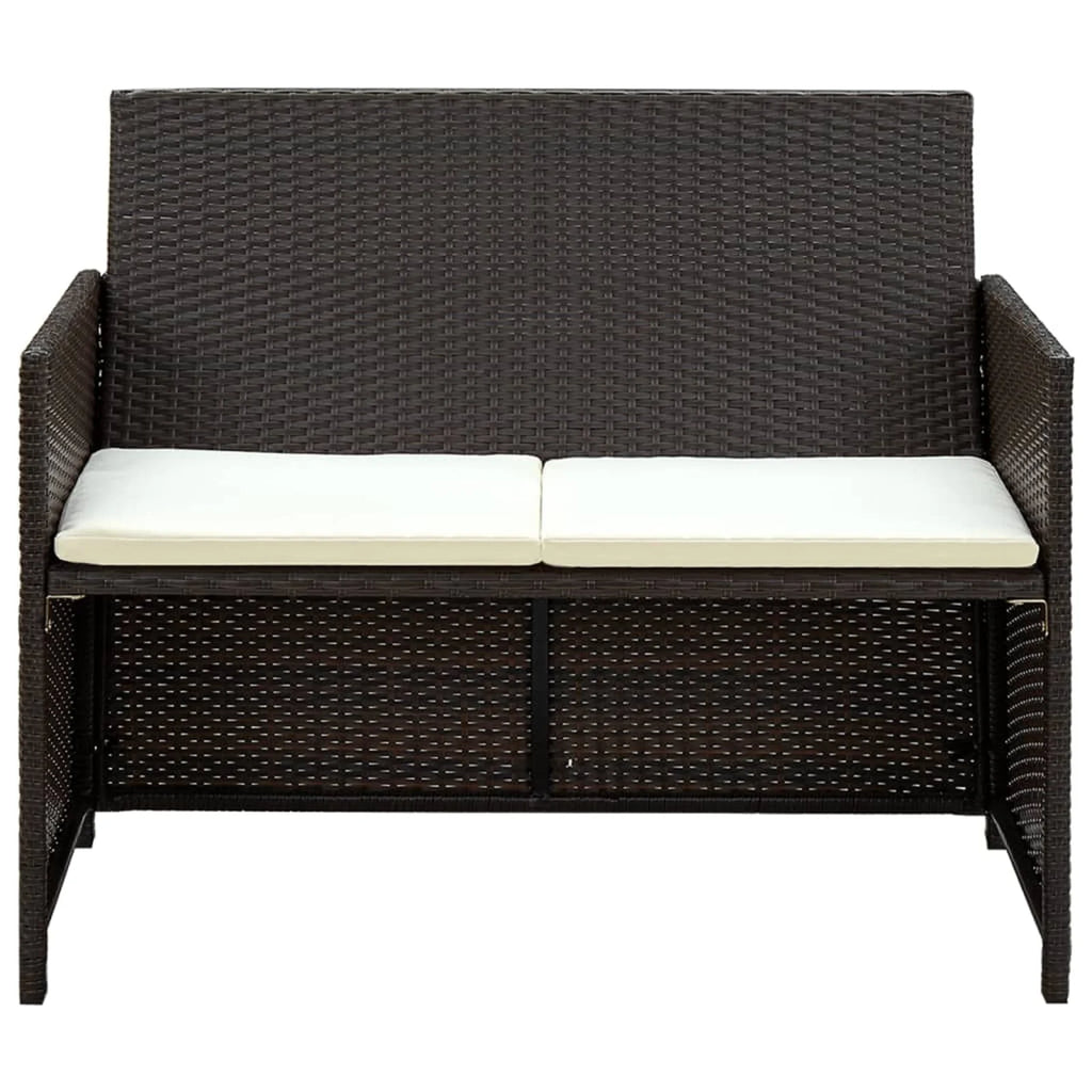 4 Piece Poly Rattan Outdoor Sectional Sofa Set with Coffee Table O2135