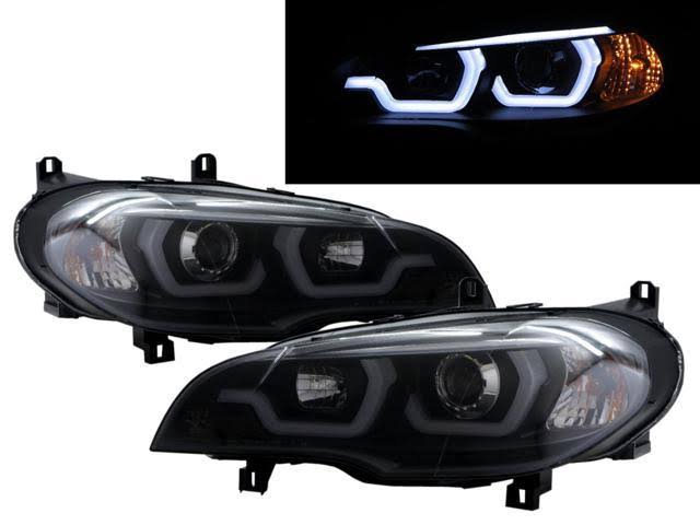 X5 E70 Pre-Facelift SUV LED 3D U-Bar Halogen Headlight Black T6321