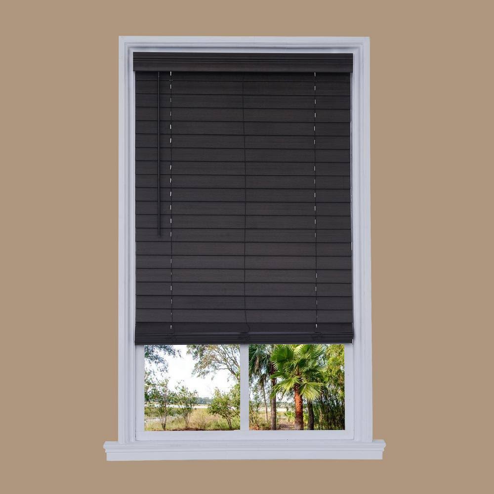 Walnut Faux Wood Cordless Room Darkening Horizontal Blinds N433