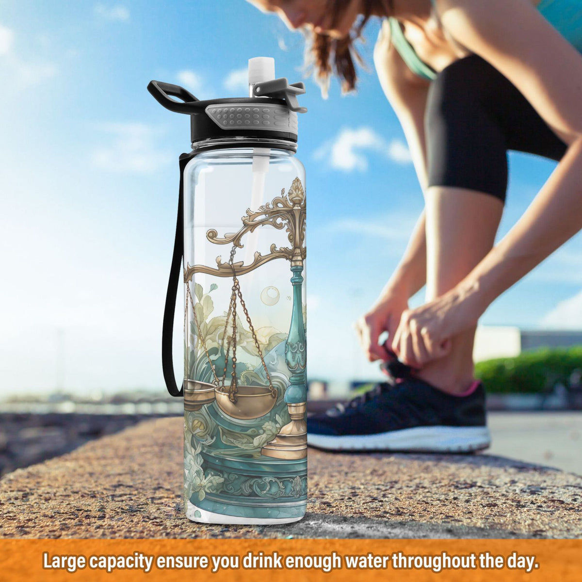 32oz Tritan Leakproof Clear Sports Water Bottle D5646