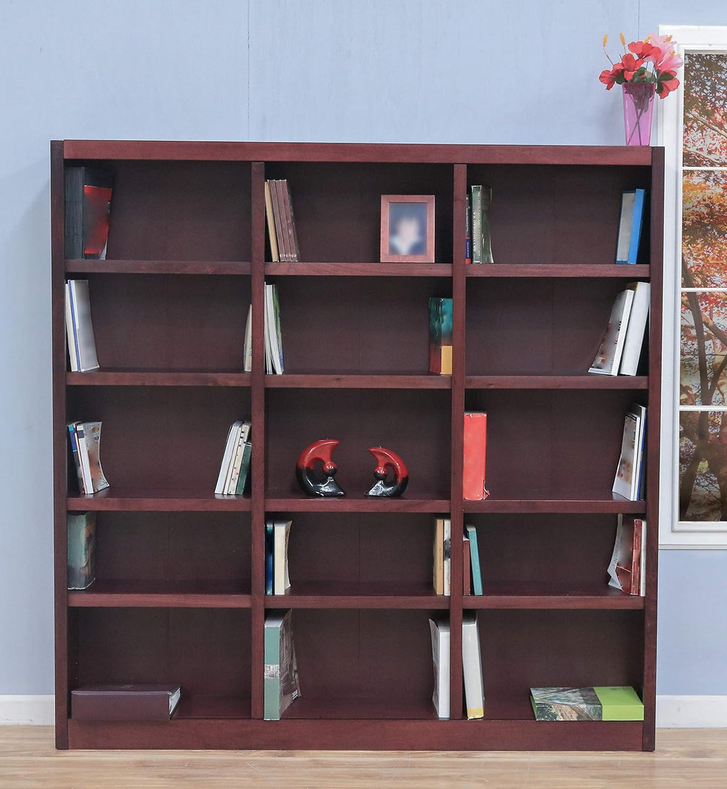 72 Tall 15-Shelf Triple Wide Wood Bookcase in Espresso M815373