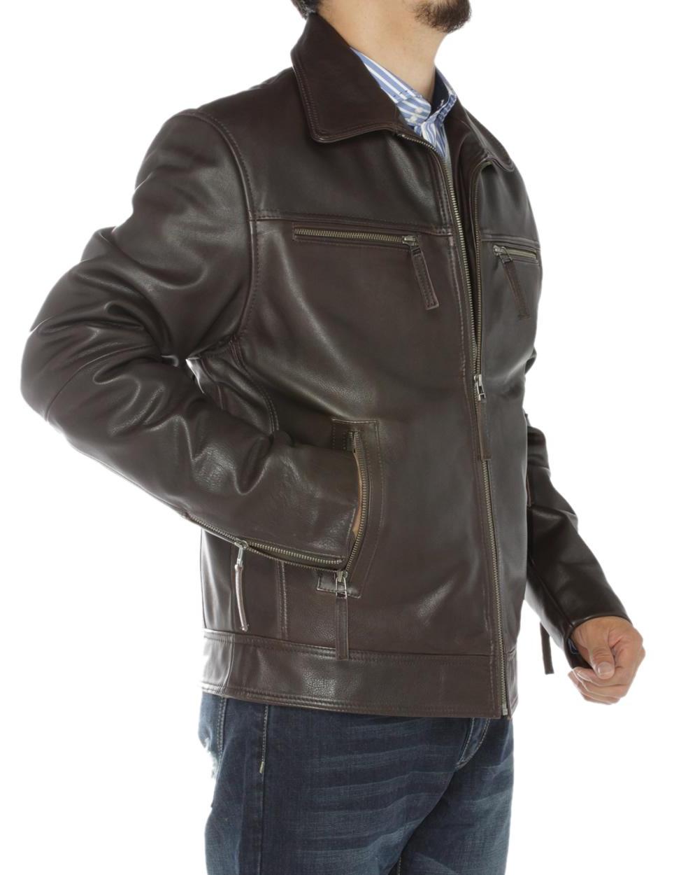 Brown Full Grain Cow Leather Coat Z226