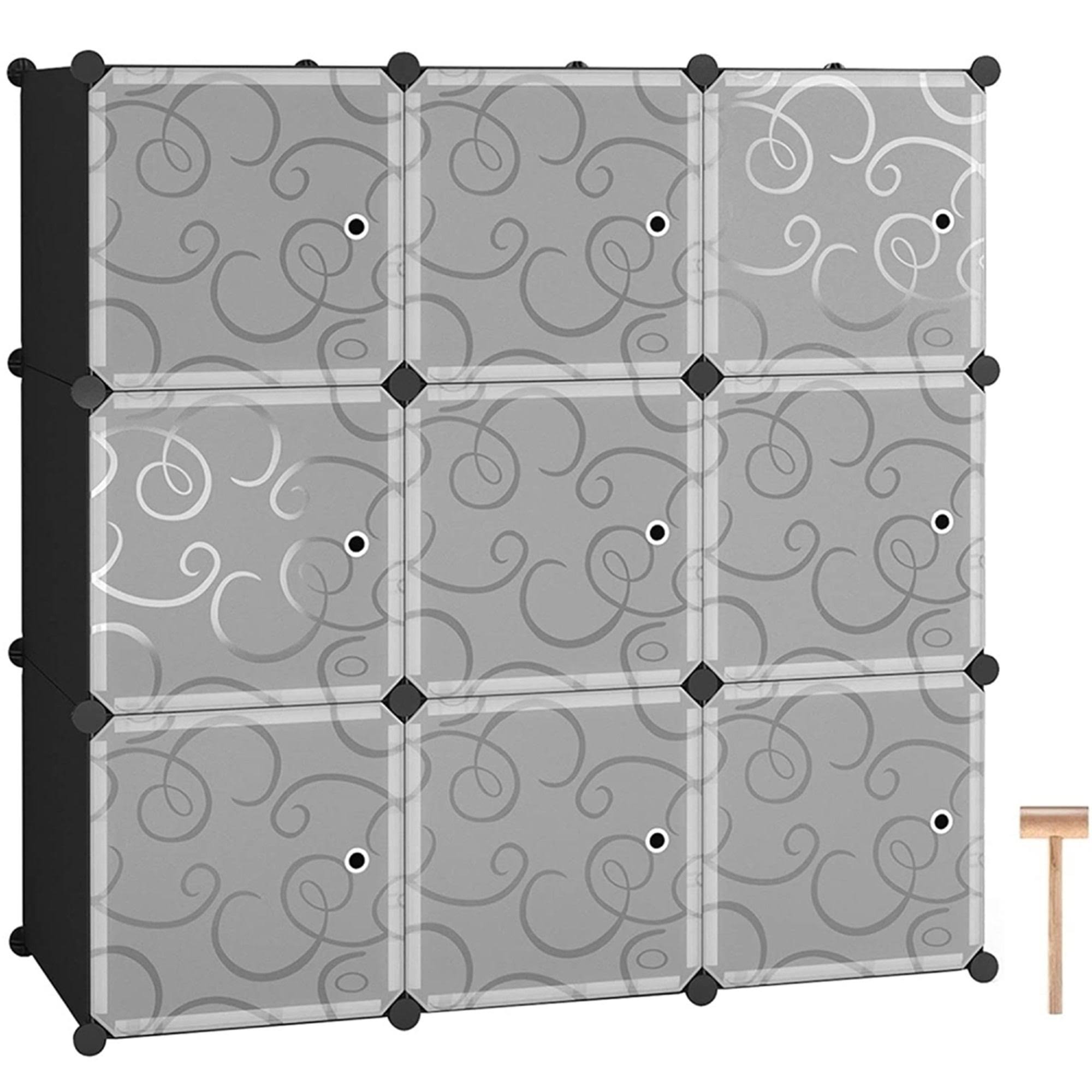 Black 9-Cube Storage Closet Organizer with Doors M4323