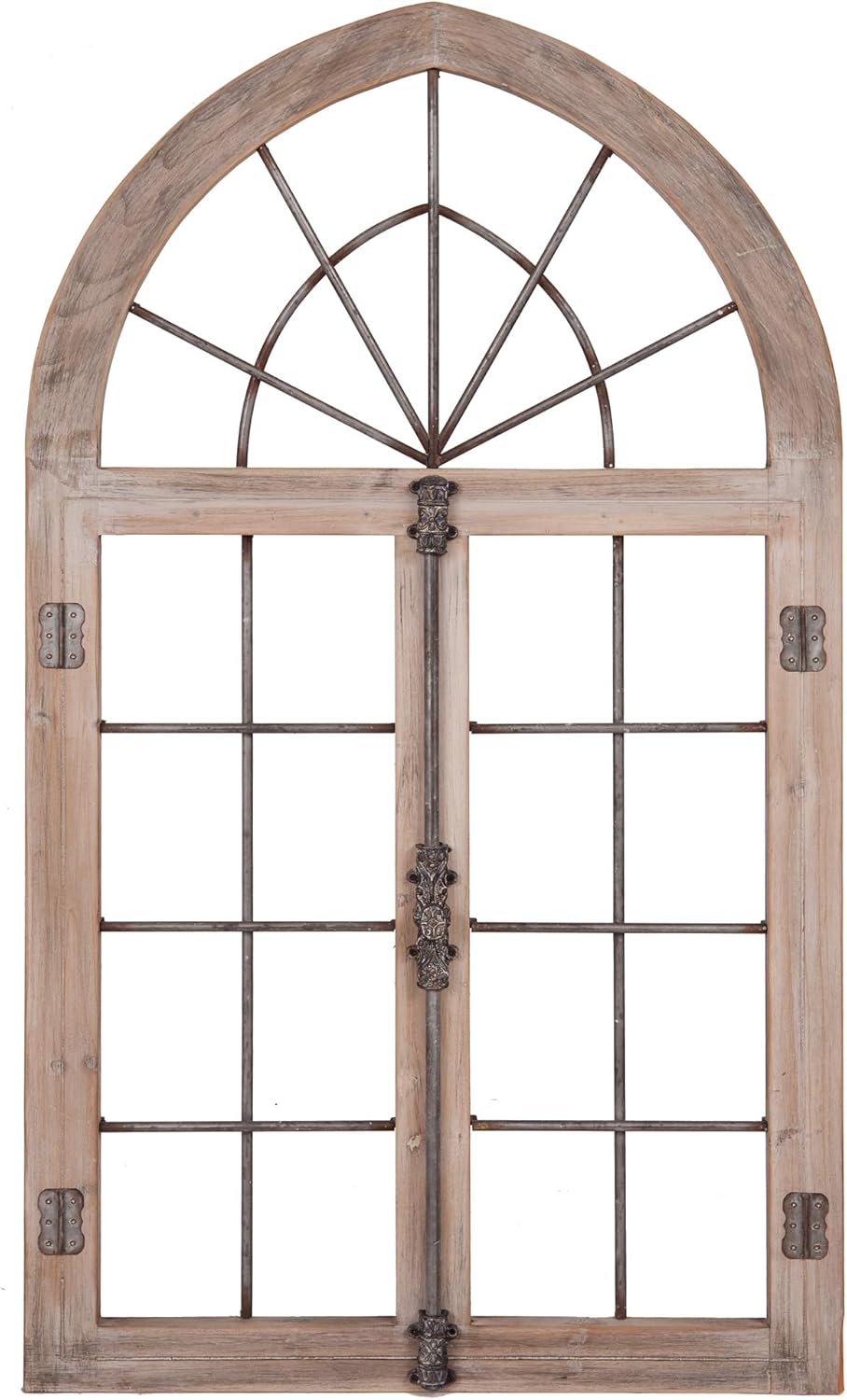 Distressed Gray Arched Cathedral Window Frame Wall Décor T9341