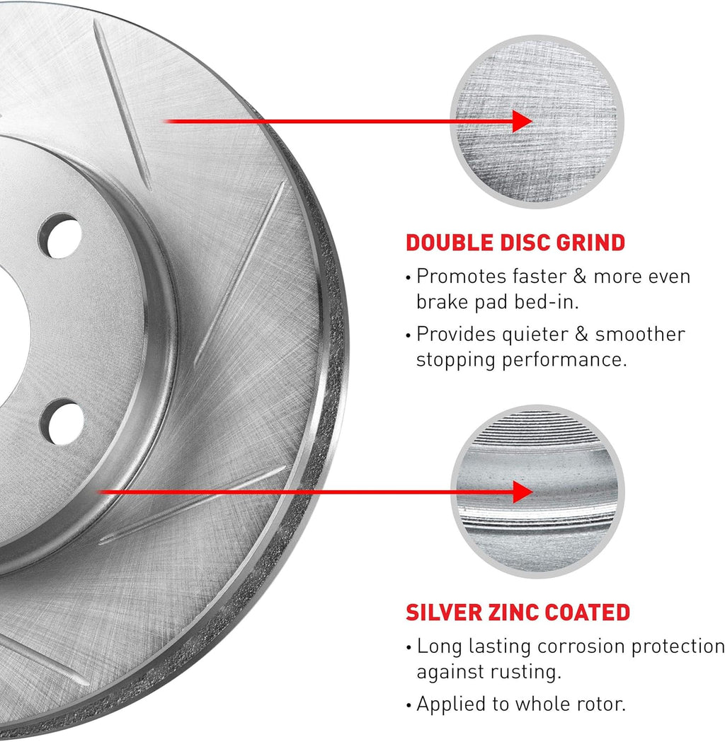 Slotted Brake Rotors Kit & Semi-Met Brake Pads G28004