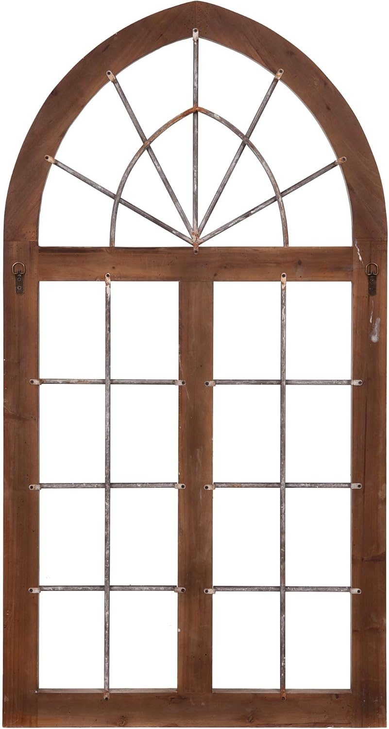 Distressed Gray Arched Cathedral Window Frame Wall Décor T9341