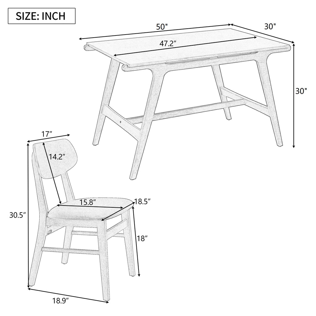5-Piece Dining Table Set with 4 Faux Leather Dining Chairs S688086