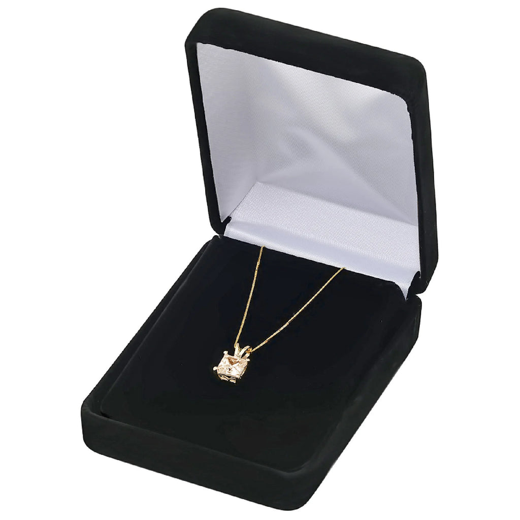 18k Yellow Gold Princess Cut Moissanite Pendant with 16" Solid Gold Chain U301675