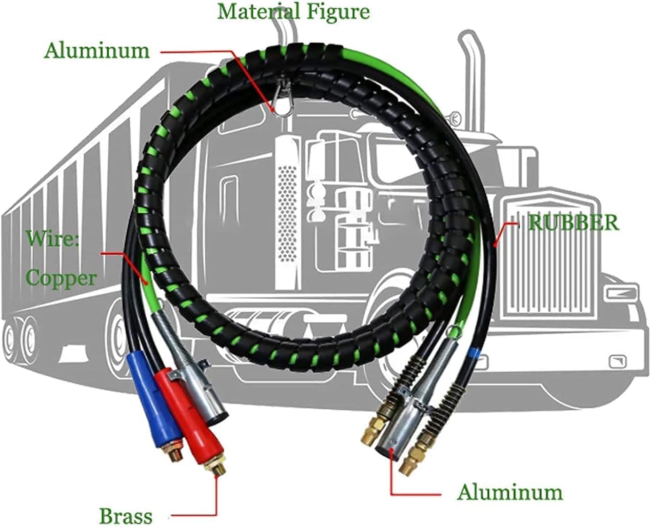 7 Way Semi Trailer ABS Wire & Air Hose Assembly (12FT) T697273
