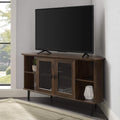 Slate Grey 58 Inch Wood and Glass TV Stand with 2 Cabinet Doors L33832