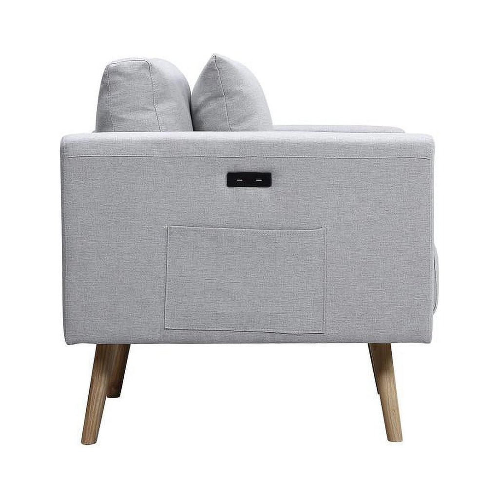 Light Gray Fabric Sofa Loveseat Set with USB Ports W629173