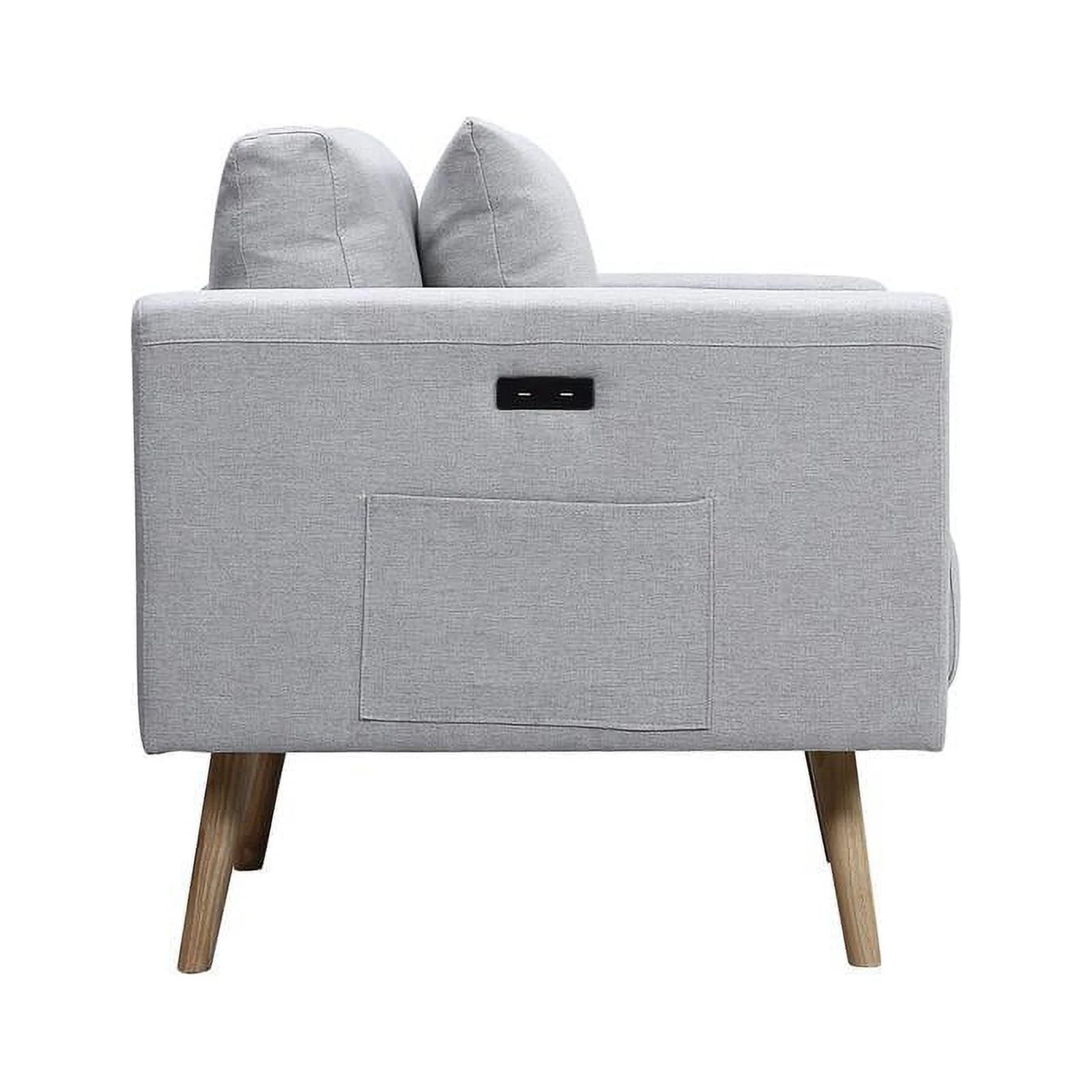 Light Gray Fabric Sofa Loveseat Set with USB Ports W629173