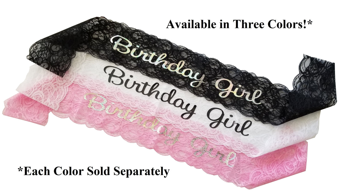 Pink Lace Birthday Sash L278753
