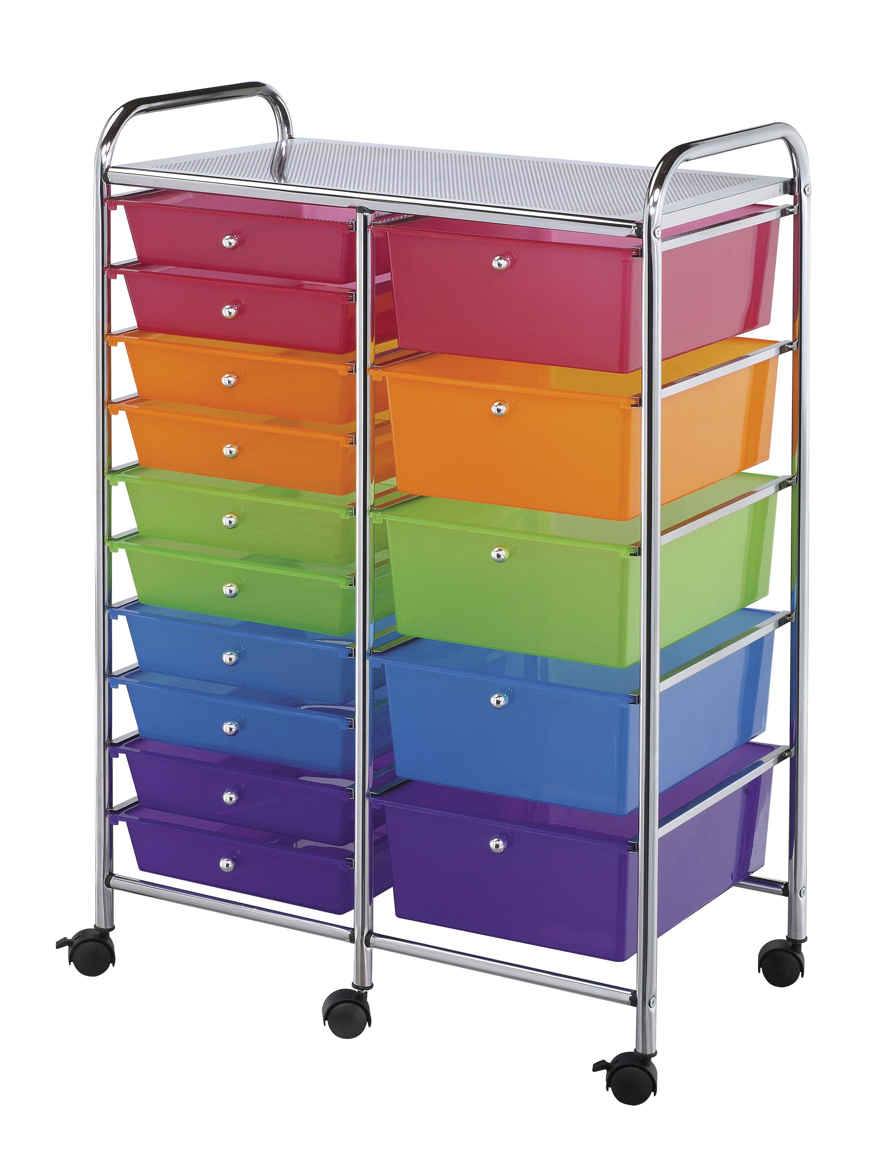 Blue Hills Studio Double Storage Cart with 15 Drawers Multi G72124