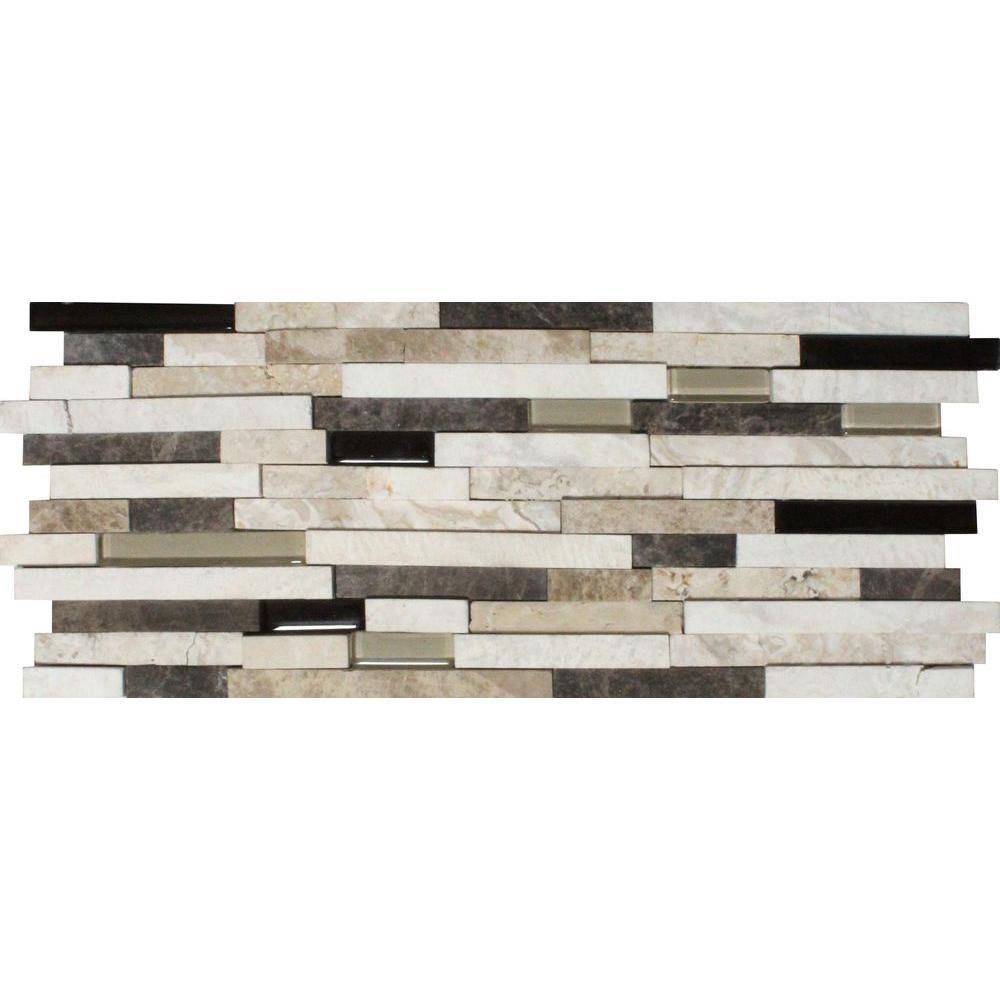 8mm Interlocking Glass and Stone Mesh-Mounted Mosaic Tile W222