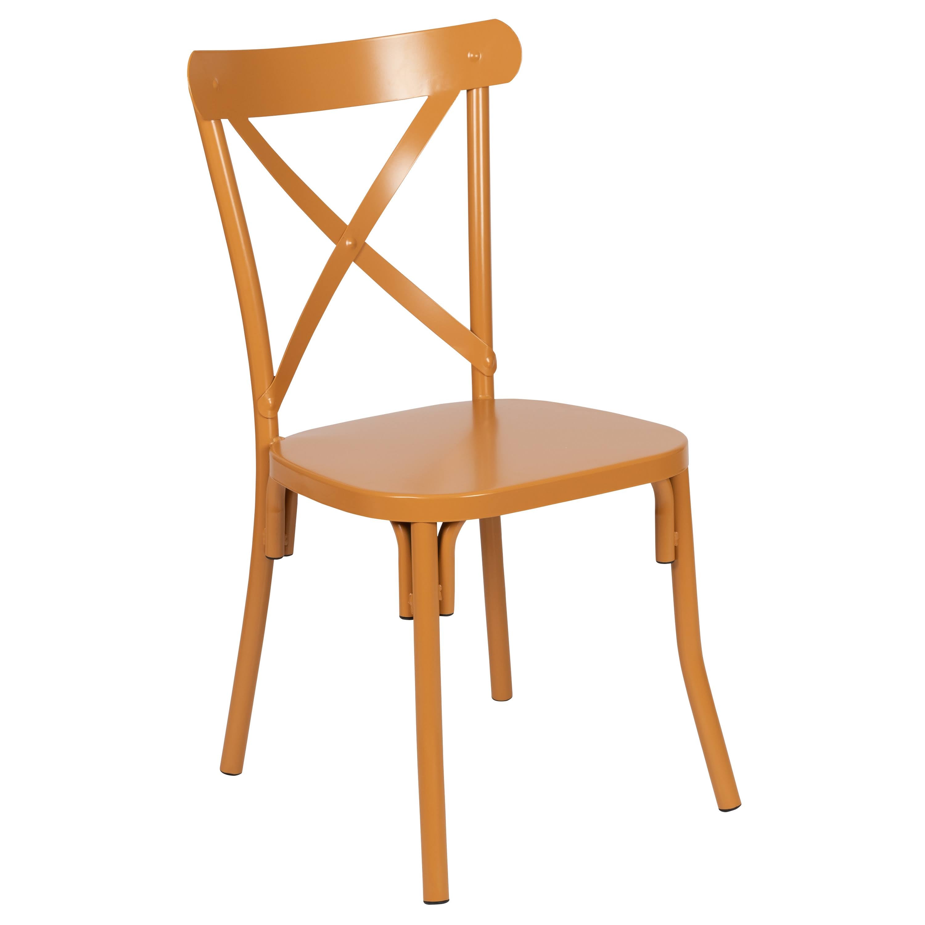 Rustic Distressed Metal Cross Back Chair (Red) B258007