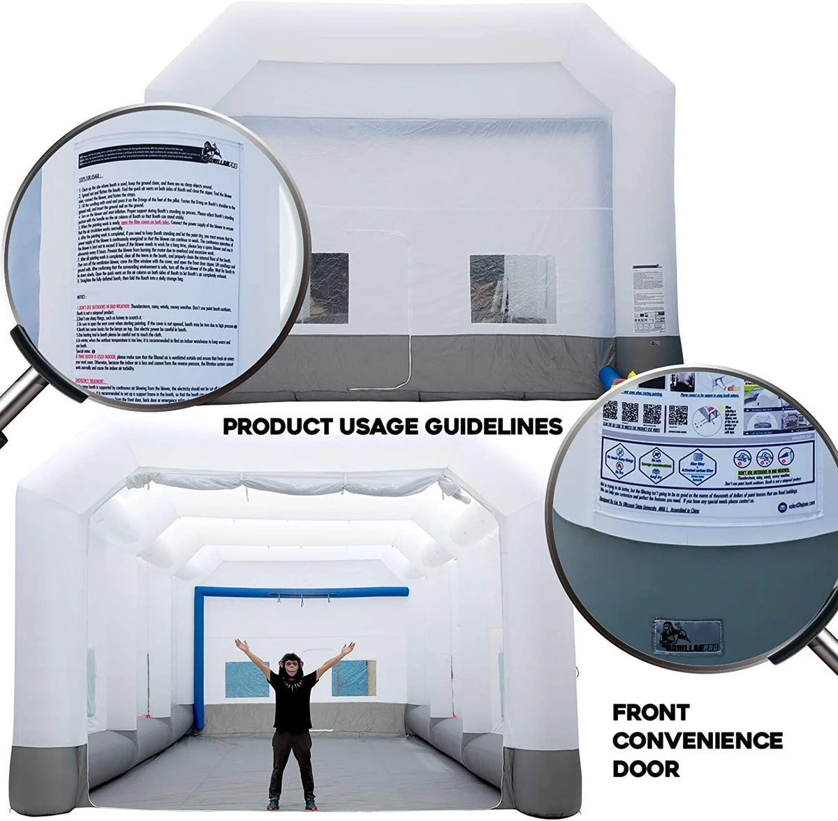 Inflatable Paint Booth 33X20X15Ft Portable Spray Booth Tent With 2 Big Blowers A97150
