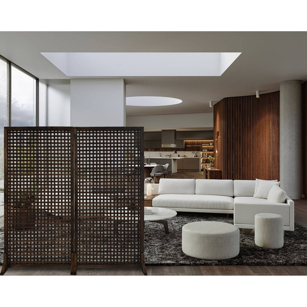 Red Solid Wood Privacy Screen Room Divider, Set of 2pc B7100