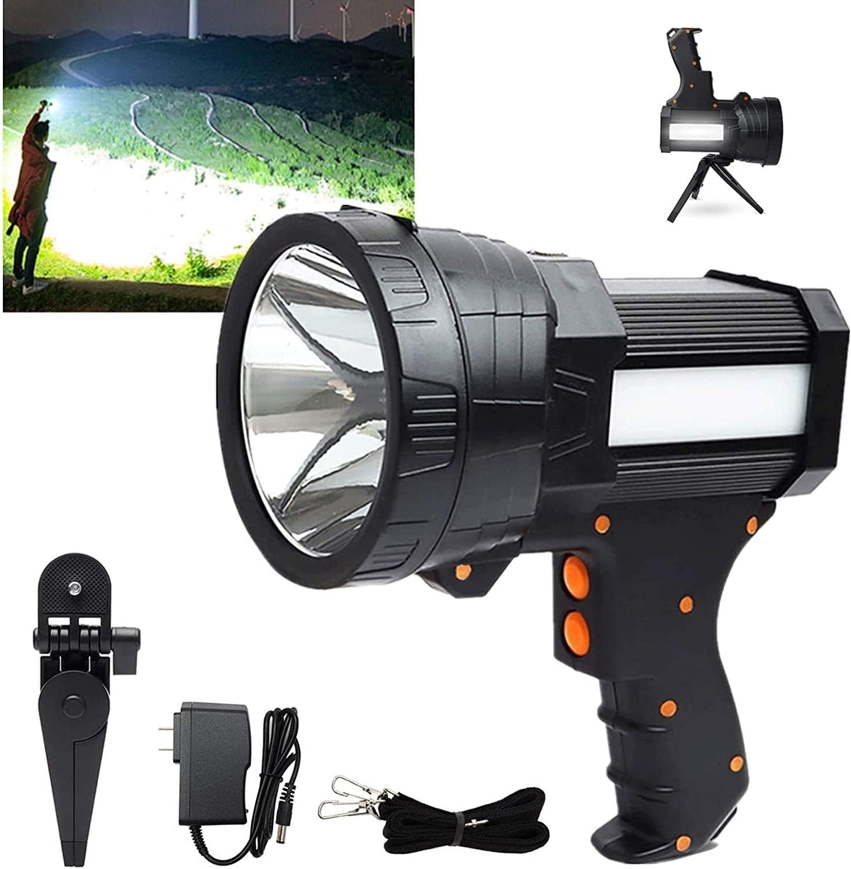 10000 Lumens LED Rechargeable Camping Spotlight Flashlight V1504