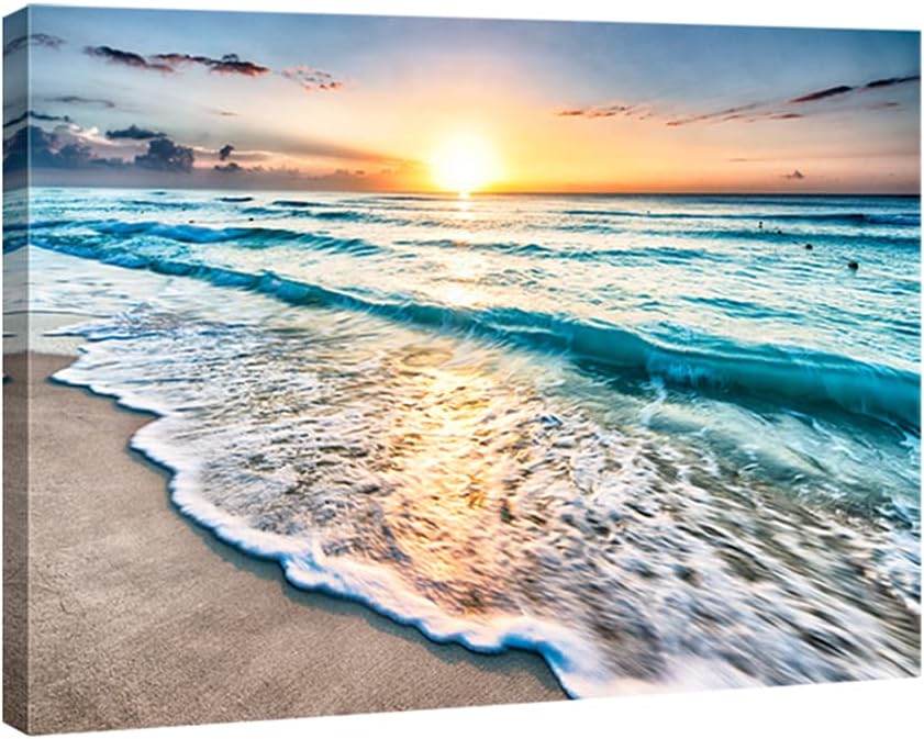 Large Canvas Prints Wall Art Ocean Beach Pictures Paintings Ready to Hang Stretched and Framed Seascape Giclee Artwork C399513