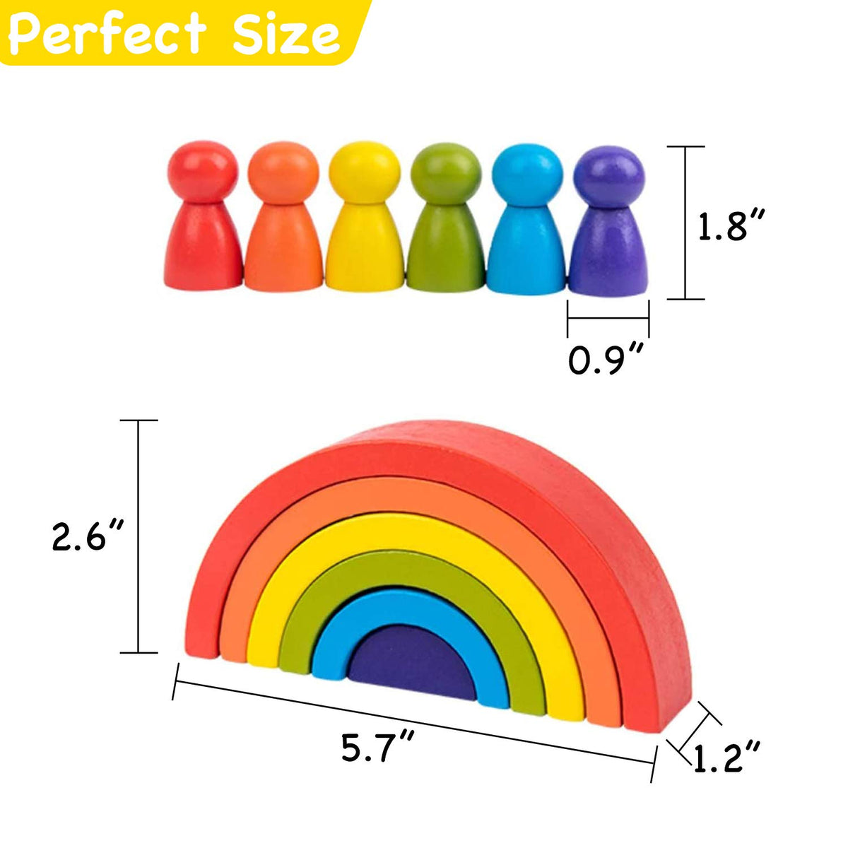 Wooden Rainbow Stacking Game Geometry Building Blocks Montessori Educational Toy P96146
