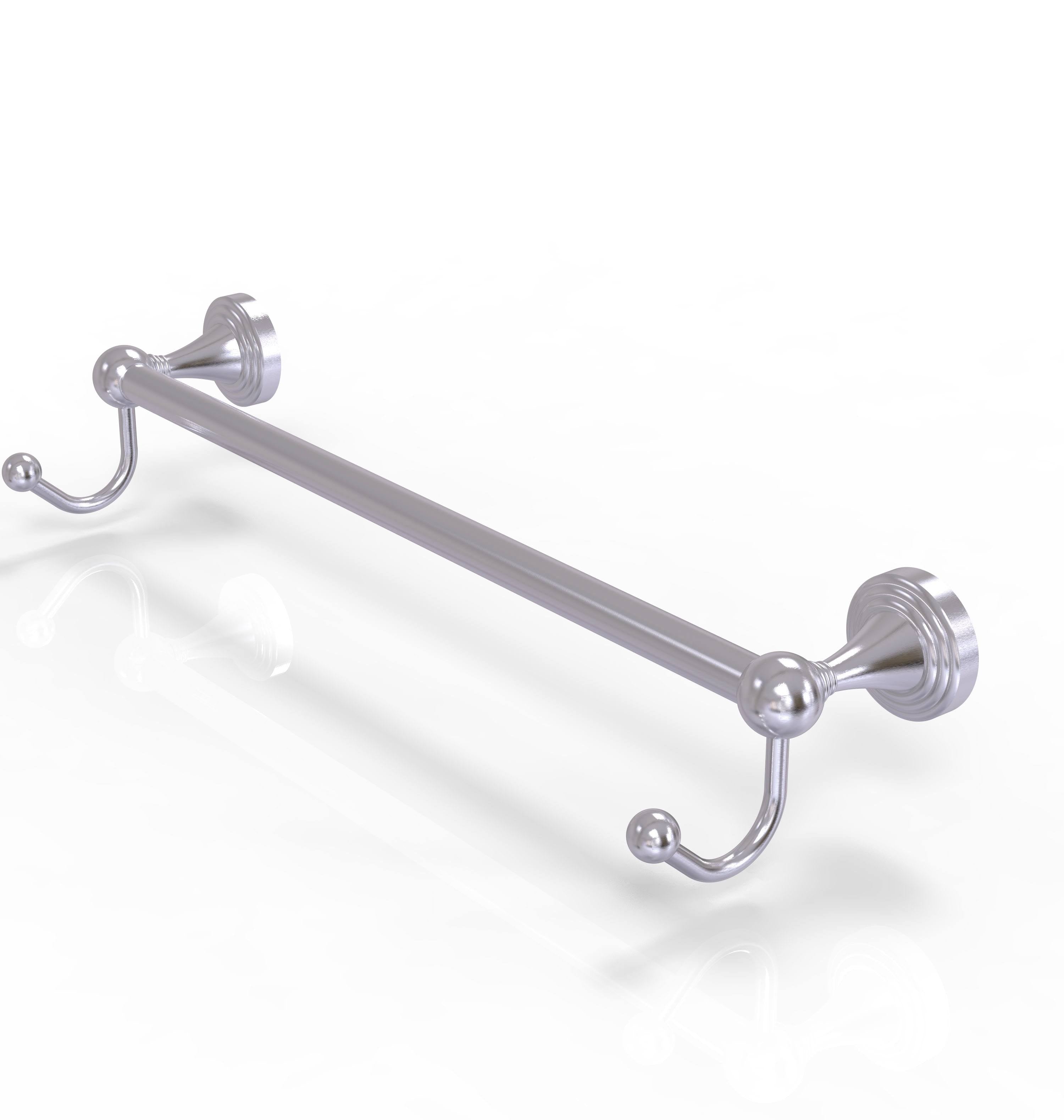 Satin Chrome 24 inch Towel Bar with Integrated Hooks Y4537