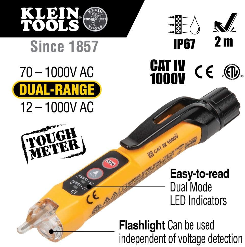 Non-Contact Voltage Tester and GFCI Receptacle Tester with LCD and Flashlight, Electrical Test Kit Pack of 2 D62489