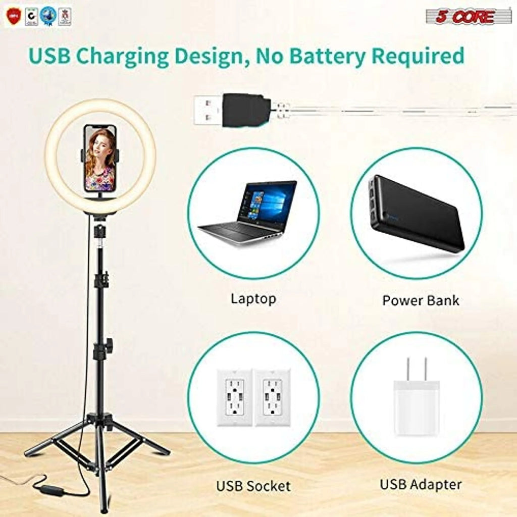 10" LED Ring Light with Tripod Stand Phone Holder E53770
