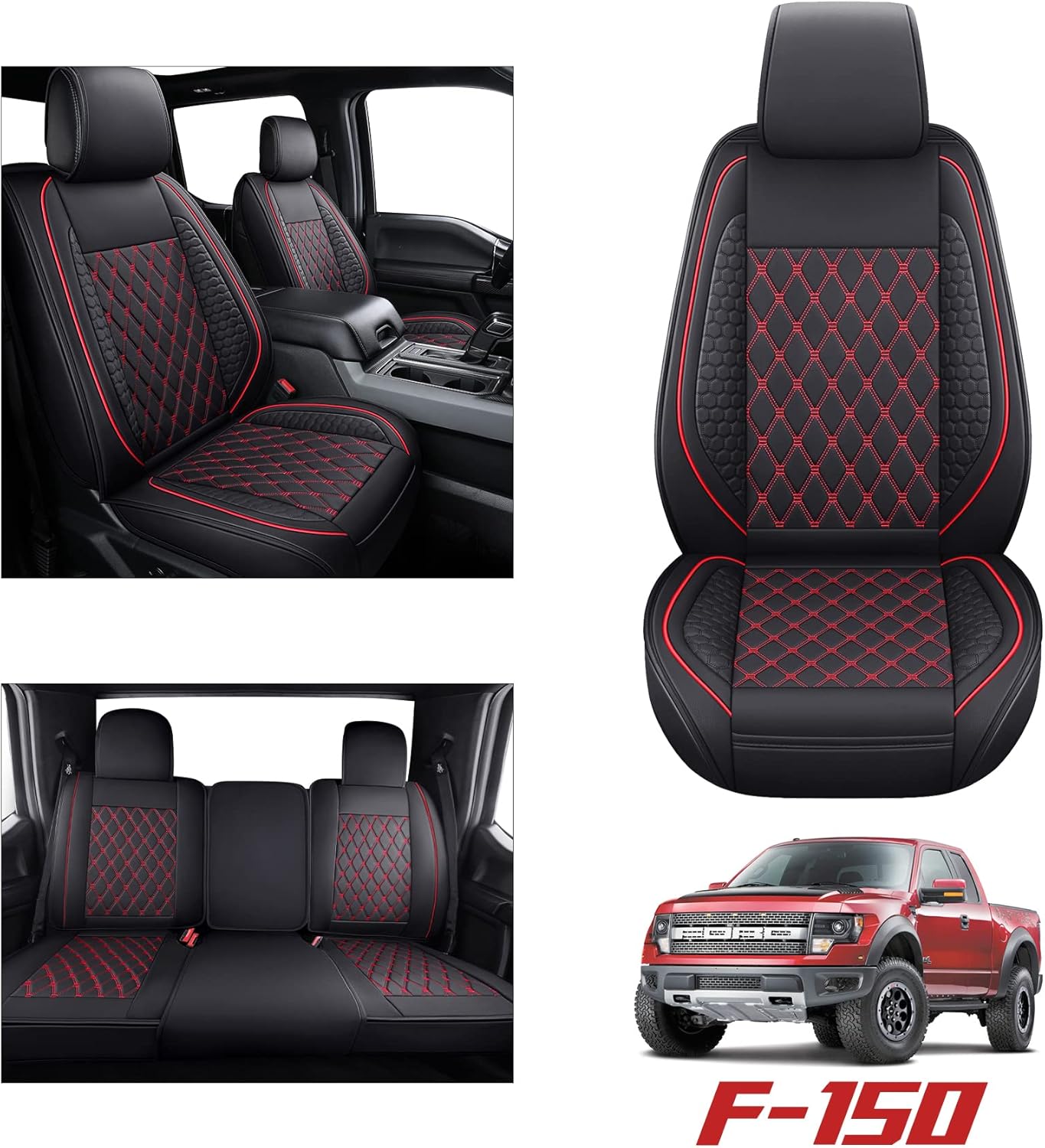 Black Waterproof Full Set Car Seat Covers for Ford F150 S2394