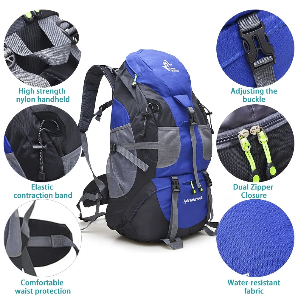 50L Water-resistant Hiking Backpack Daypack M3655