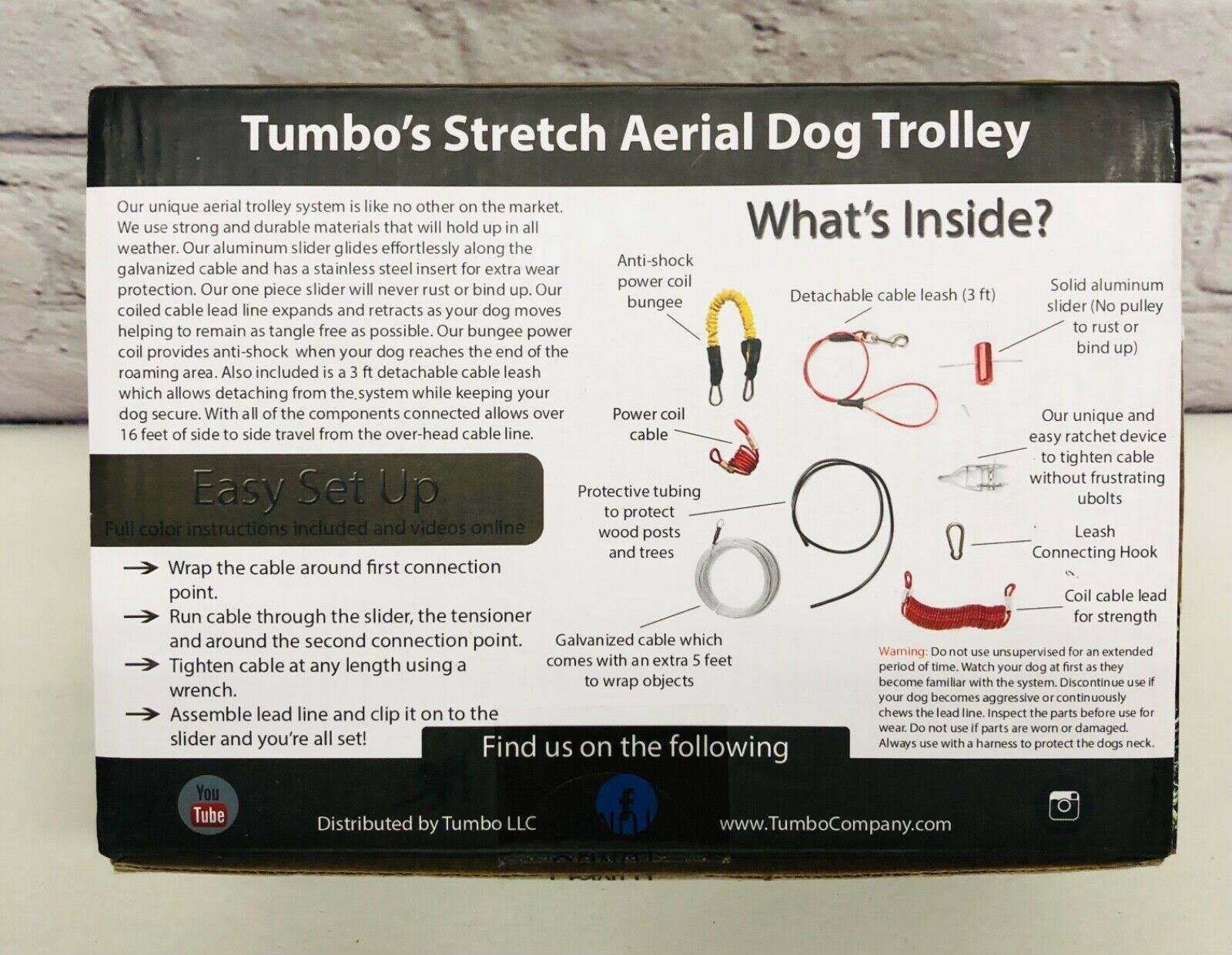 Stretching Coil Cable with Anti-Shock Bungee Aerial Dog Tie Out B25764