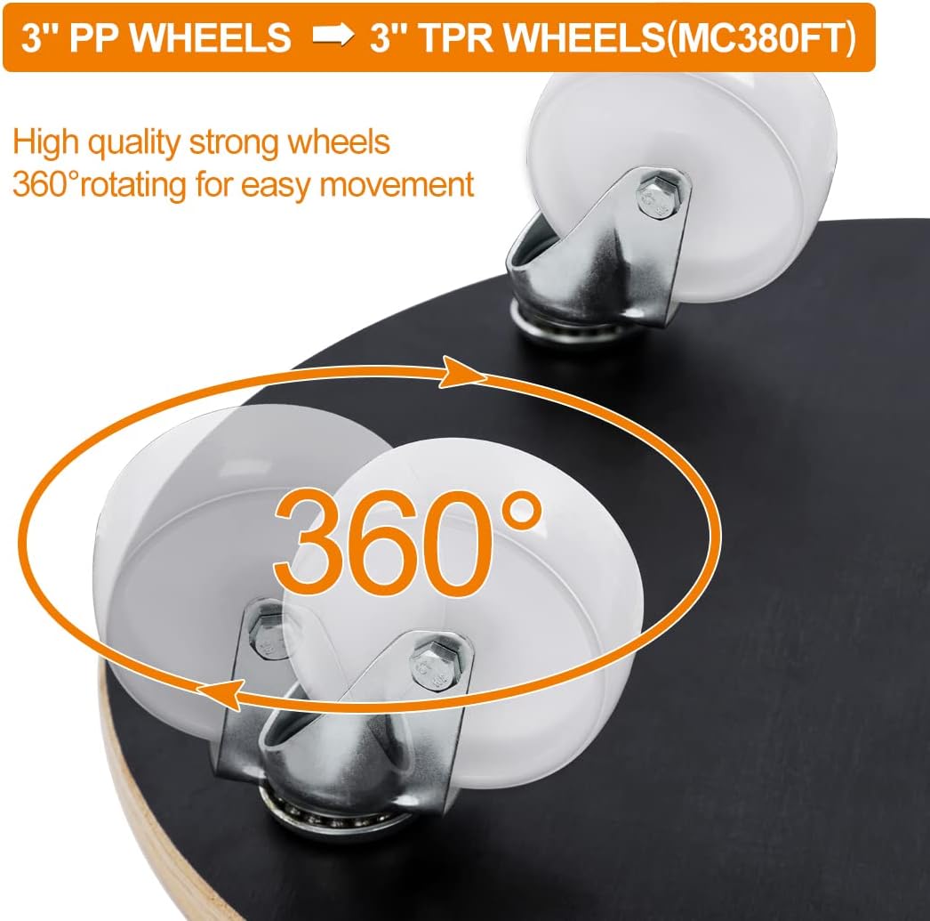 15-Inch Round Wood Platform Dolly with 2 Wheels P9675