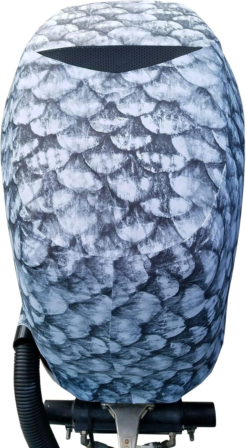 Grey Fish Scales Outboard Motor Cover F56186