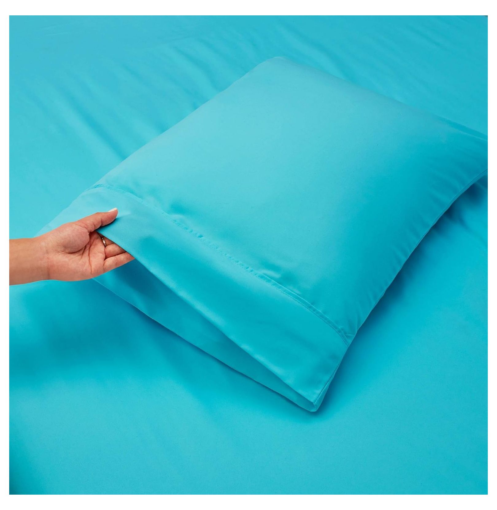 Bright Blue 4 Piece Queen Size Deep Pocket Sheet Set Z686682
