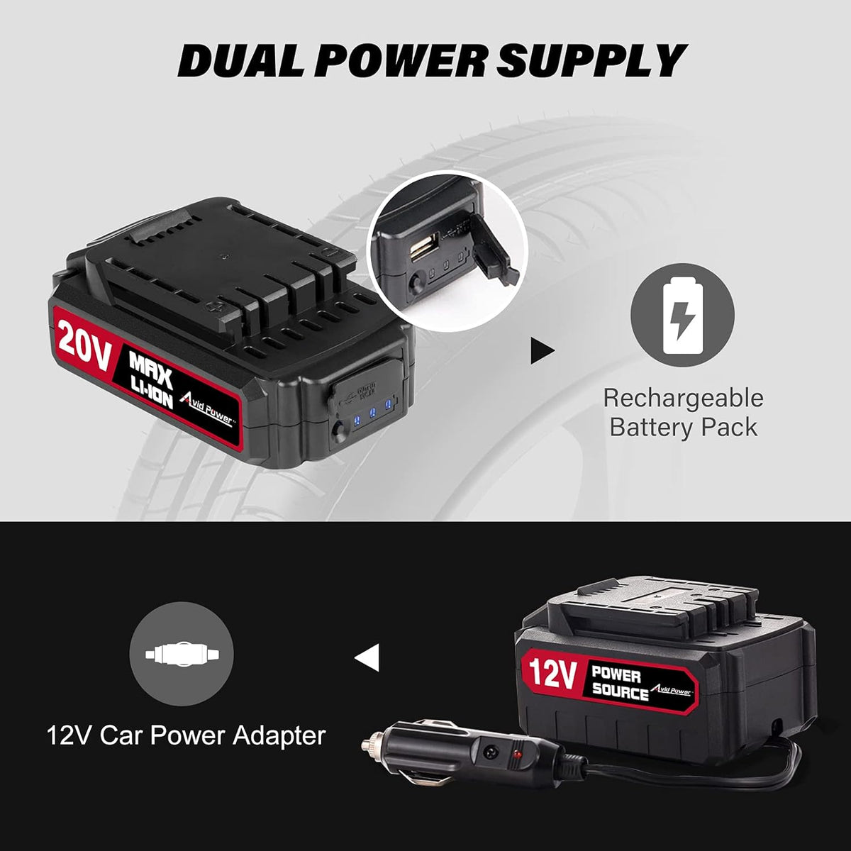 20V Cordless Tire Inflator with Digital Pressure Gauge T663913
