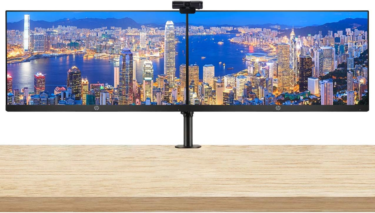 27 Inch FHD IPS LED Backlit LCD Anti-Glare Monitor 2-Pack Bundle with Full HD 1080p Webcam and Desk Mount Clamp Dual Monitor Stand I3584