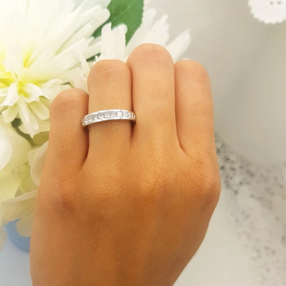 14k White Gold Princess Diamond Ring Band K113021