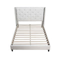 Beige Linen Blend Upholstered Wingback Platform Bed L1970