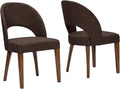 Mid-Century Style Dining Chair with Brown Fabric (Set of 2) W99826