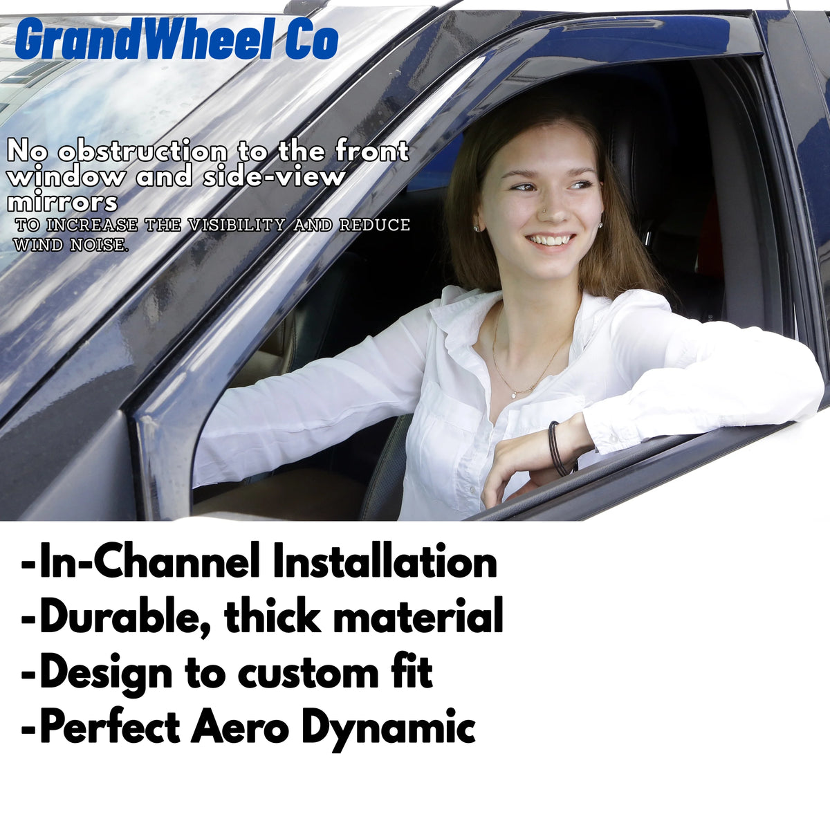 4 pcs Smoke Tinted In-channel Side Window Vent Visor Deflectors Rain Guards C222