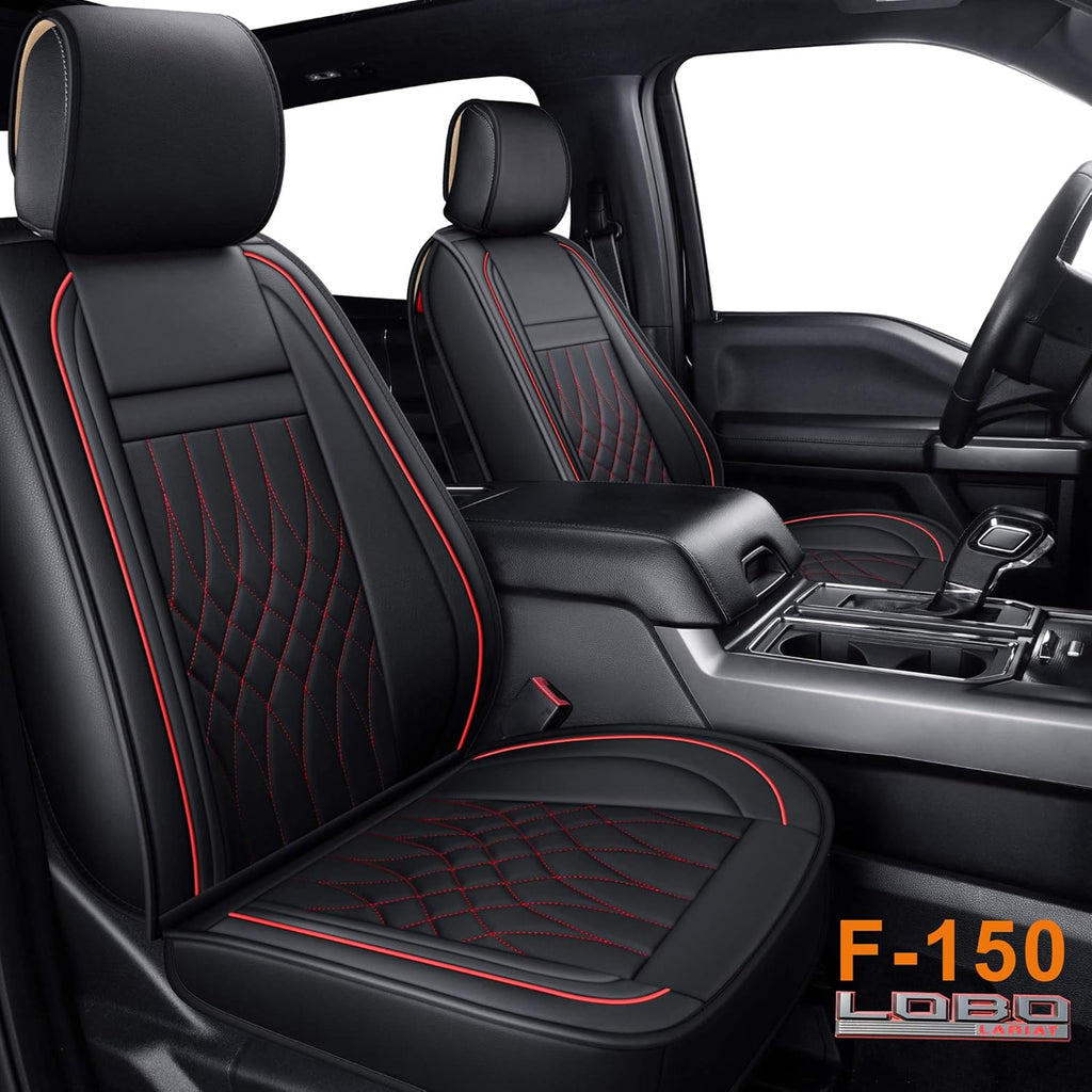 Front and Back Seat Covers Faux Leather Black & Red Full Set E1895