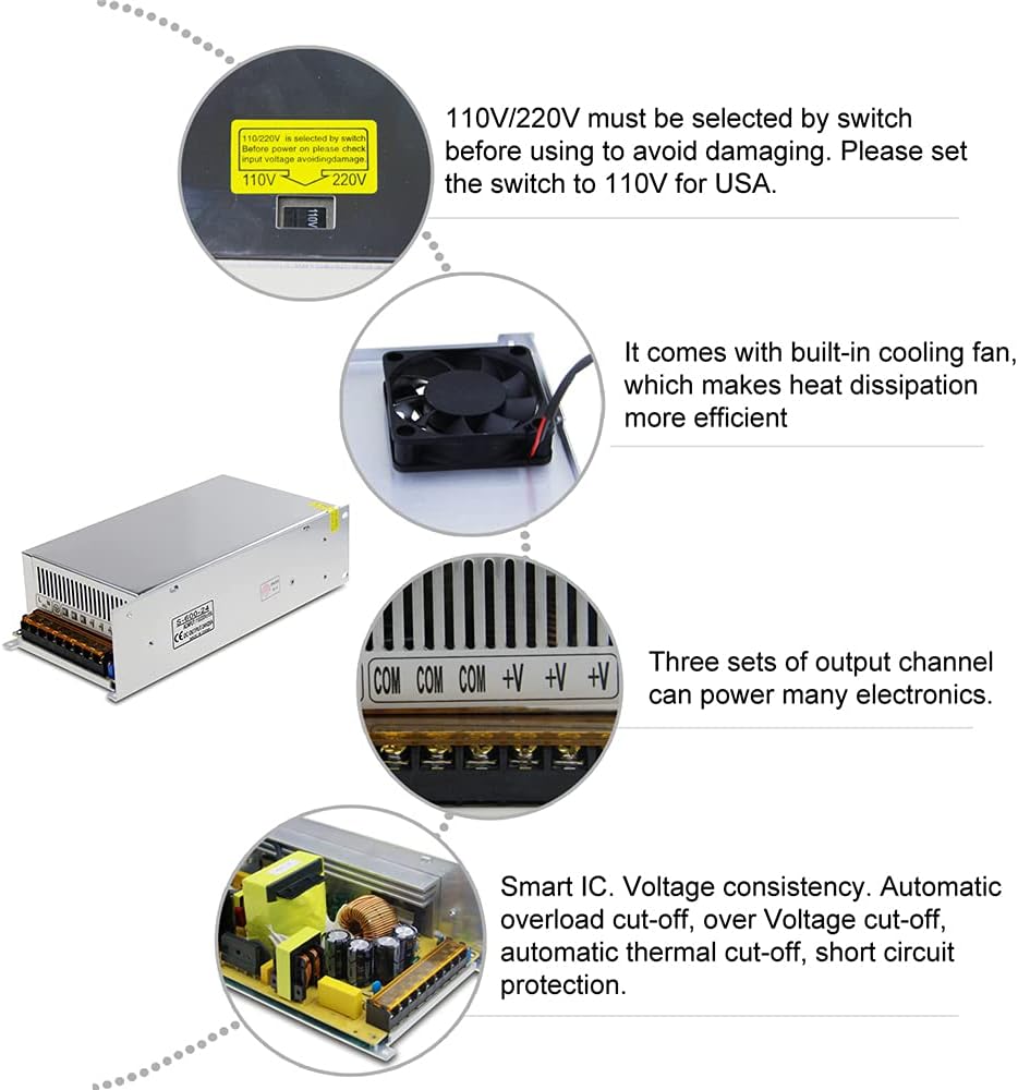 24V 25A 600W Switch Mode Power Supply LED Driver AC to DC Converter V20638