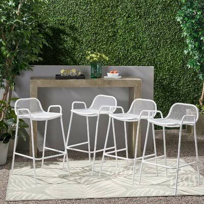 Matte White Iron Patio Bar Stool C217