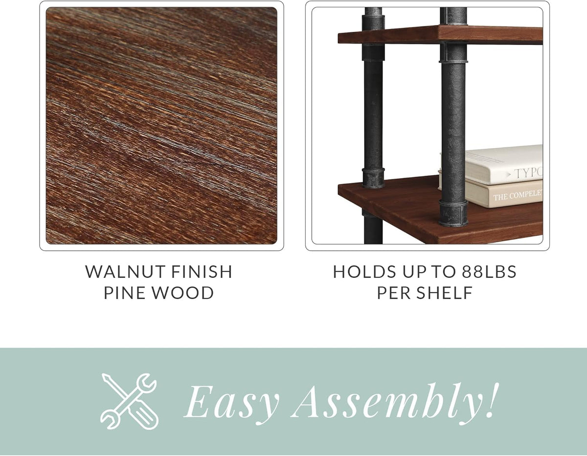 5-Tier Solid Pine Open Wood Bookcase, Brown M575861