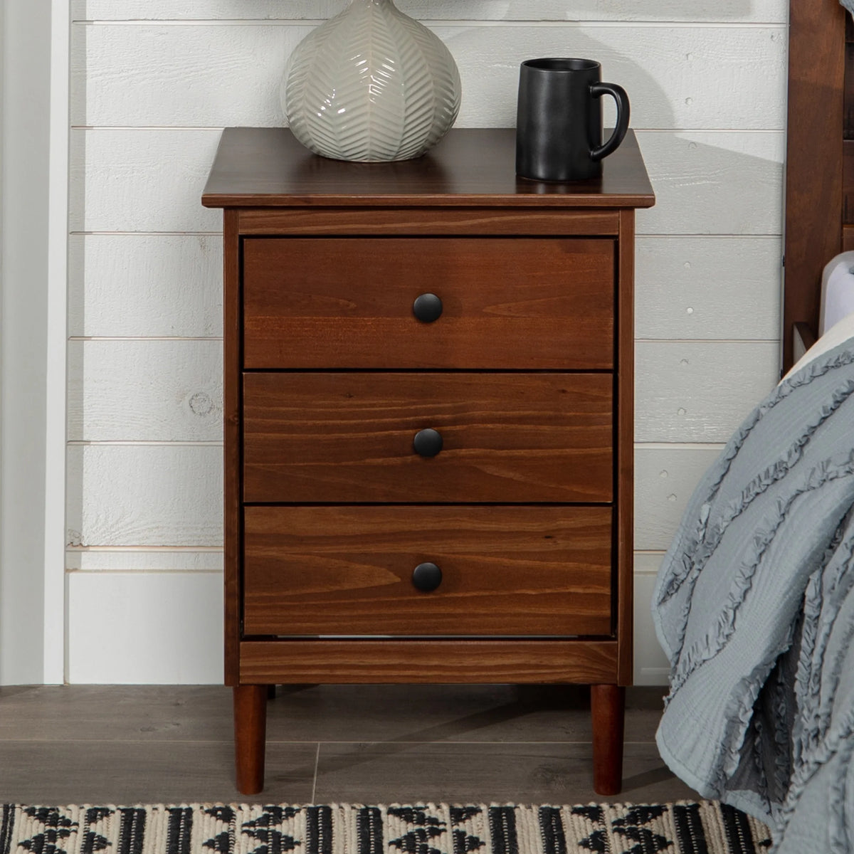 Walnut 3-Drawer Nightstand L8893