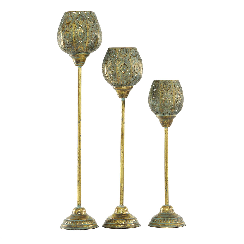 Tall Decorative Pierced Metal Candle Holders (Set of 3) W833419