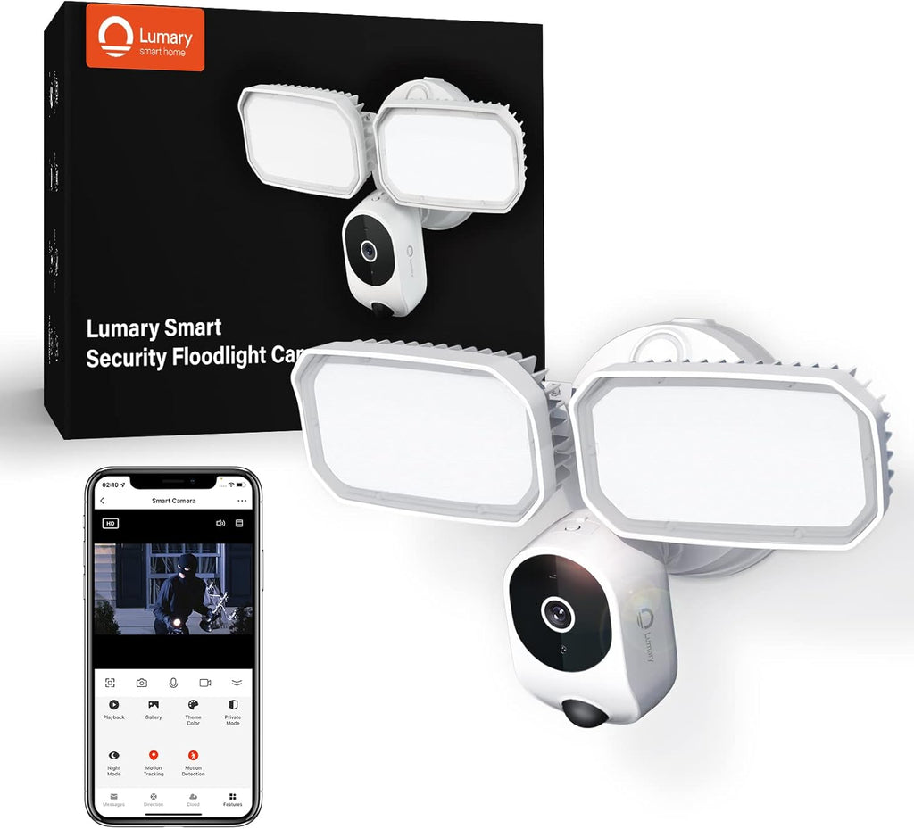 2K 3MP Security WiFi Floodlight Camera with Motion Tracking Night Vision IP66 Waterproof N587426