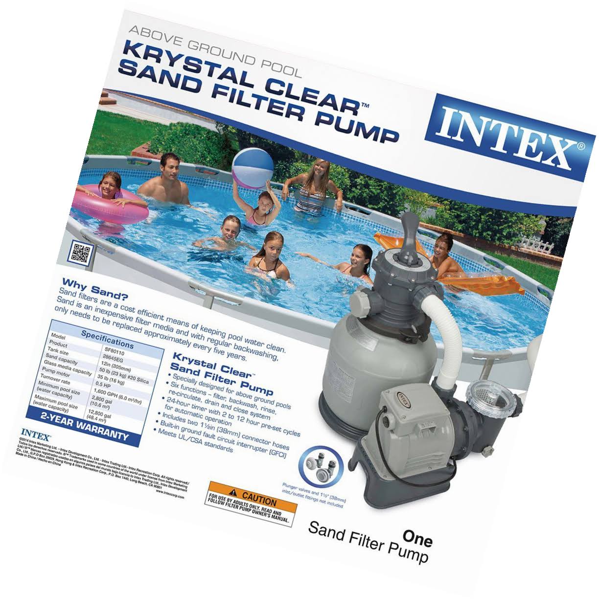Sand Filter Pump for Above Ground Pools 12-Inch T8817