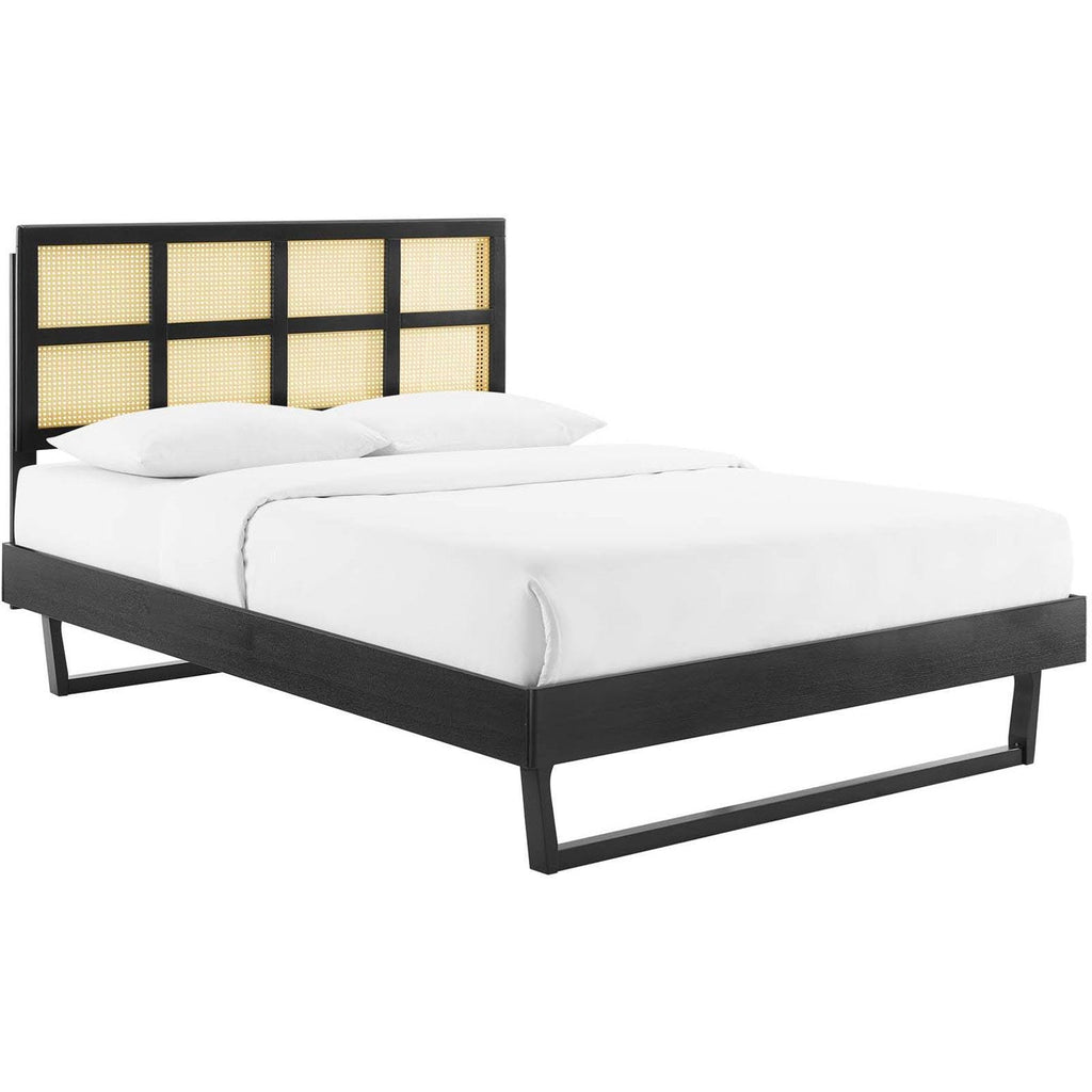 Black King Platform Bed with Angular Legs V629
