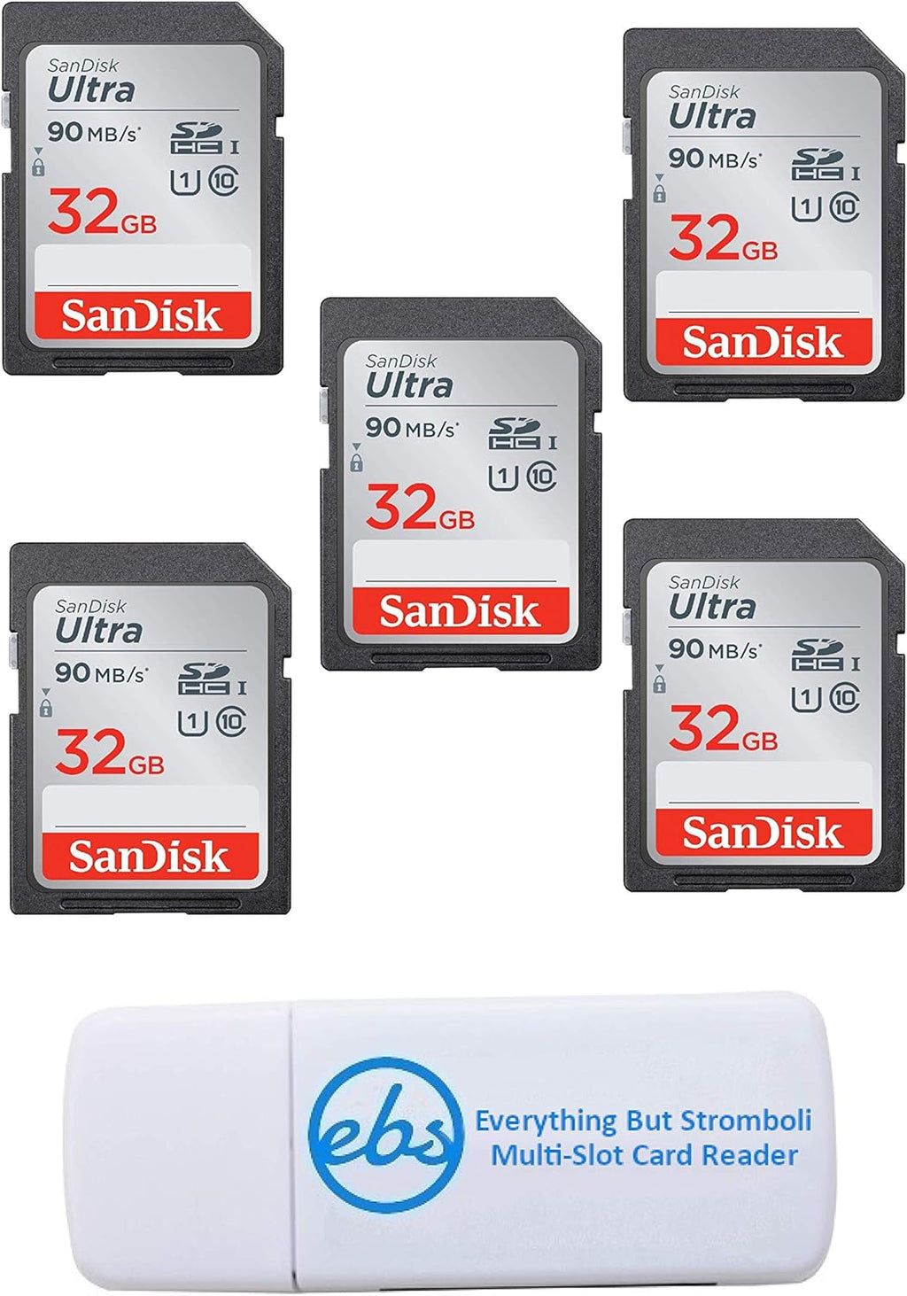 64GB SD Ultra Memory Card (5 Pack) UHS-I Class 10 with Combo Card Reader Pack of 2 X1347